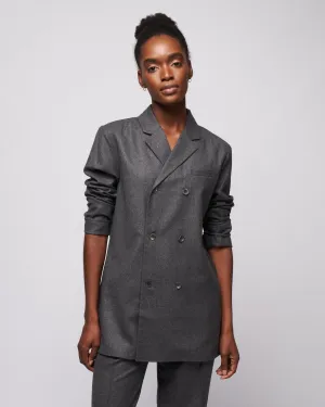 superfine wool flannel slim db shirt jacket - medium heather grey