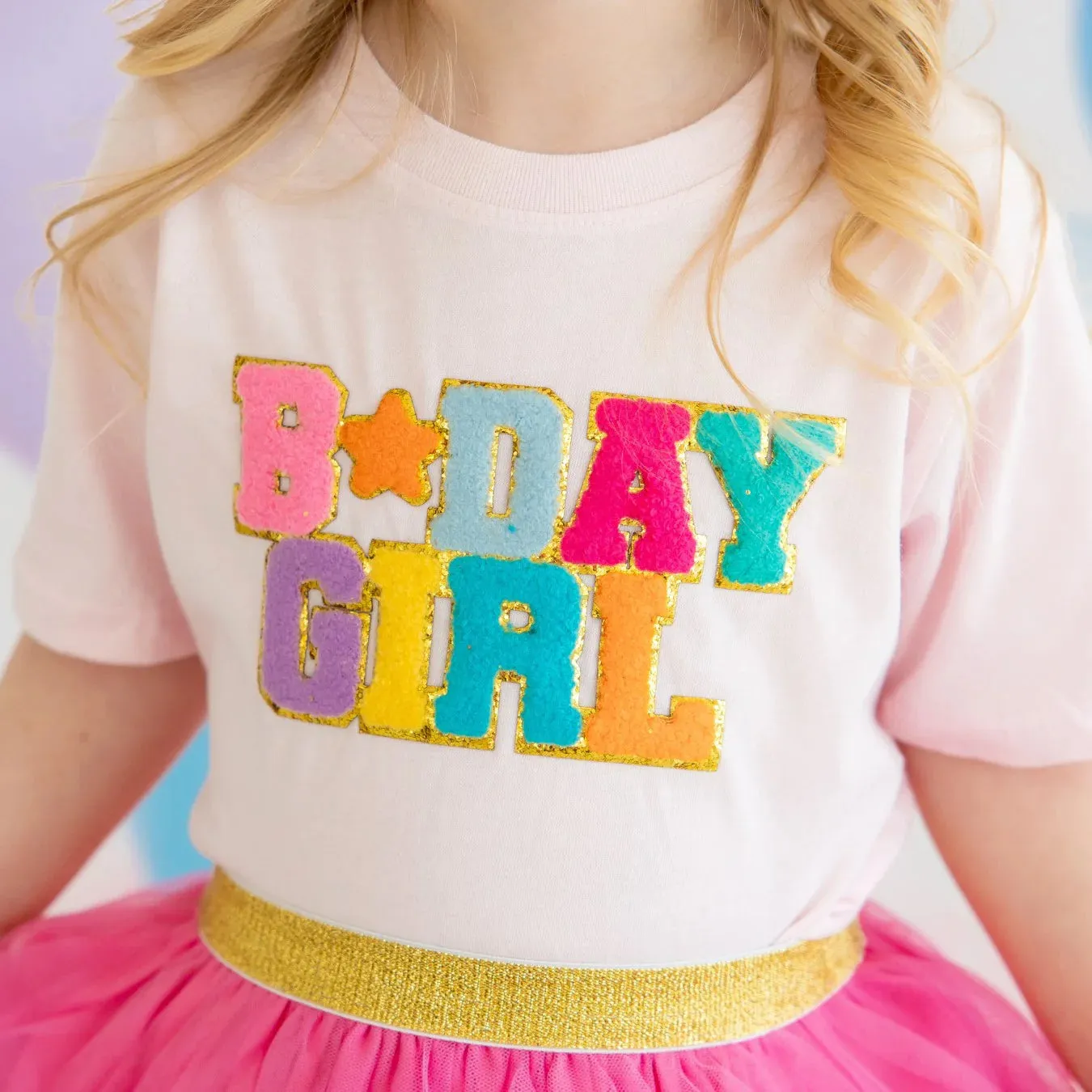 Sweet Wink Birthday Girl Patch Short Sleeve T-Shirt - Ballet Pink