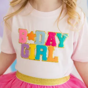 Sweet Wink Birthday Girl Patch T-Shirt - Kids Short Sleeve Shirt