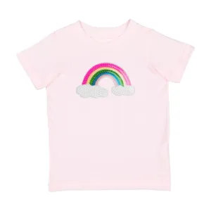 Sweet Wink Rainbow Sequin Patch Short Sleeve Tee - Ballet
