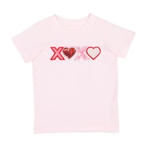 Sweet Wink XOXO Sequin Patch Valentine's Day Short Sleeve Tee - Ballet