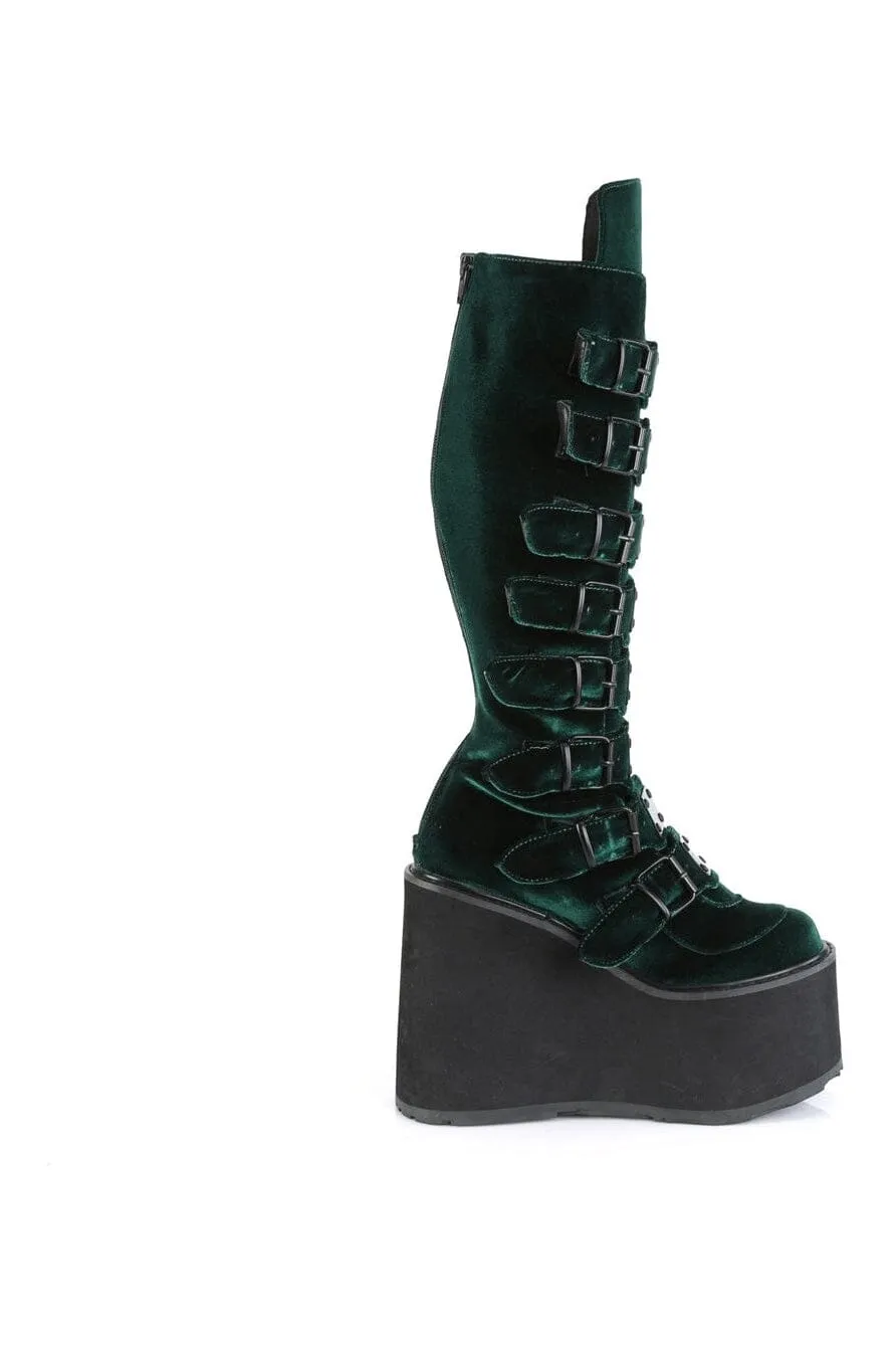 SWING-815 Green Vegan Suede Knee Boot