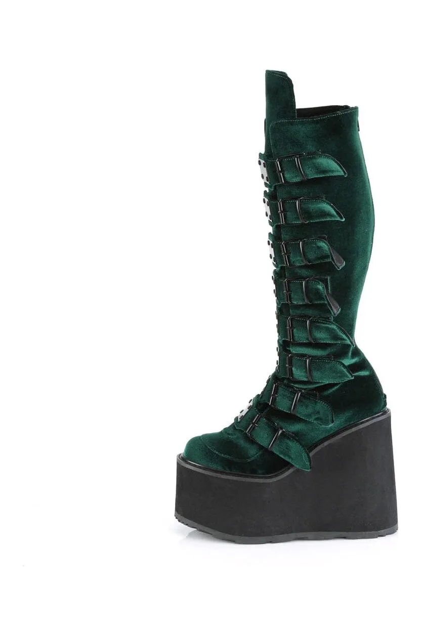 SWING-815 Green Vegan Suede Knee Boot