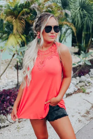 Tallulah Crochet Tank - Coral