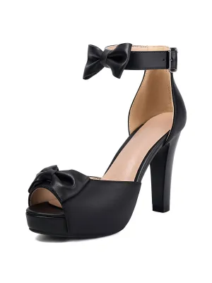 Talons vintage à bride de cheville avec nœud