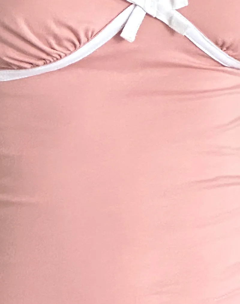 Tasina Top in Pink Lady with White Binding