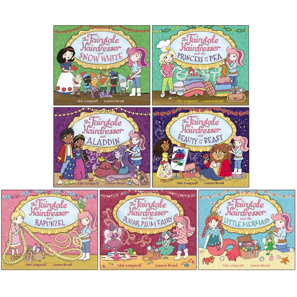 The Fairytale Hairdresser Series 7 Books Collection Set By Abie Longstaff (Princess and the Pea, Beauty and the Beast, Aladdin, Little Mermaid, Rapunzel, Sugar Plum Fairy, Snow White)