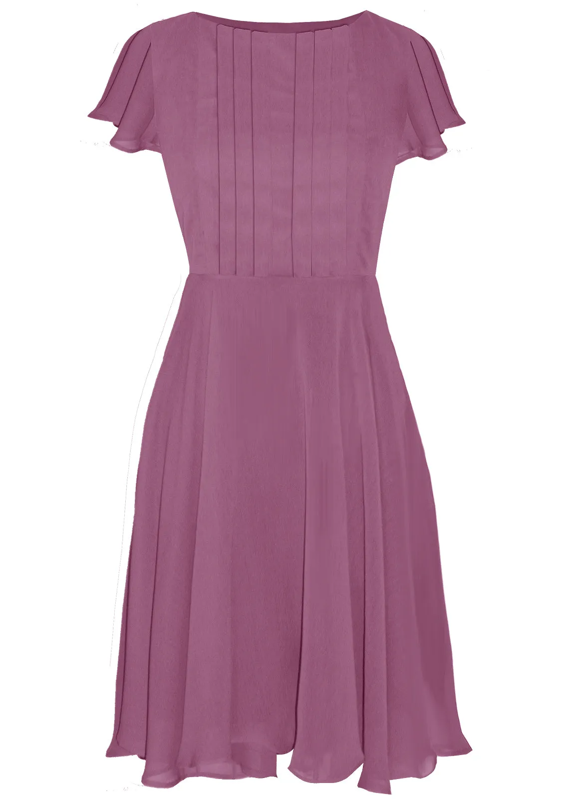 Therasia Chiffon Midi Dress with Full Skirt and Sleeves