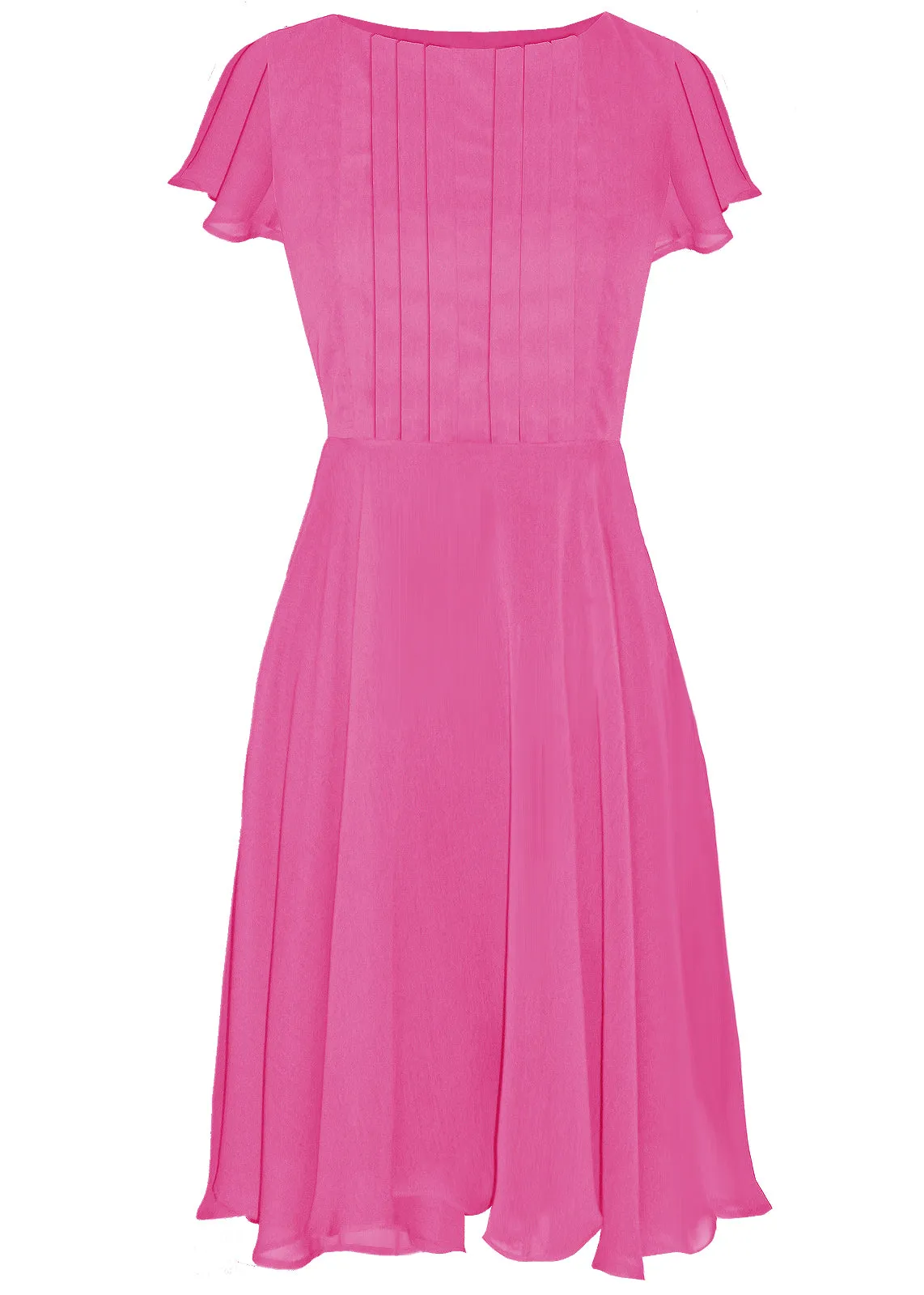 Therasia Chiffon Midi Dress with Full Skirt and Sleeves