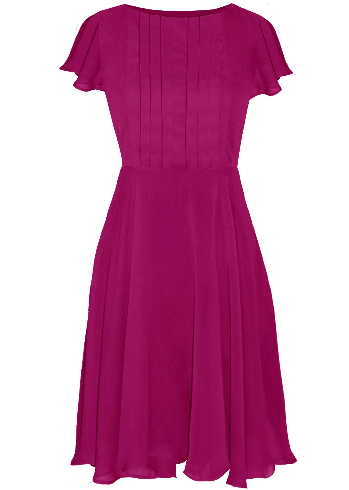Therasia Chiffon Midi Dress with Full Skirt and Sleeves