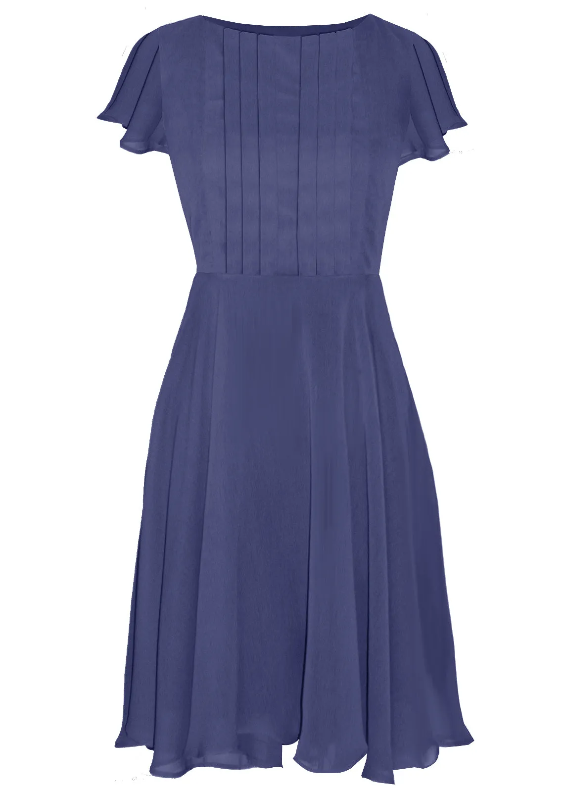 Therasia Chiffon Midi Dress with Full Skirt and Sleeves