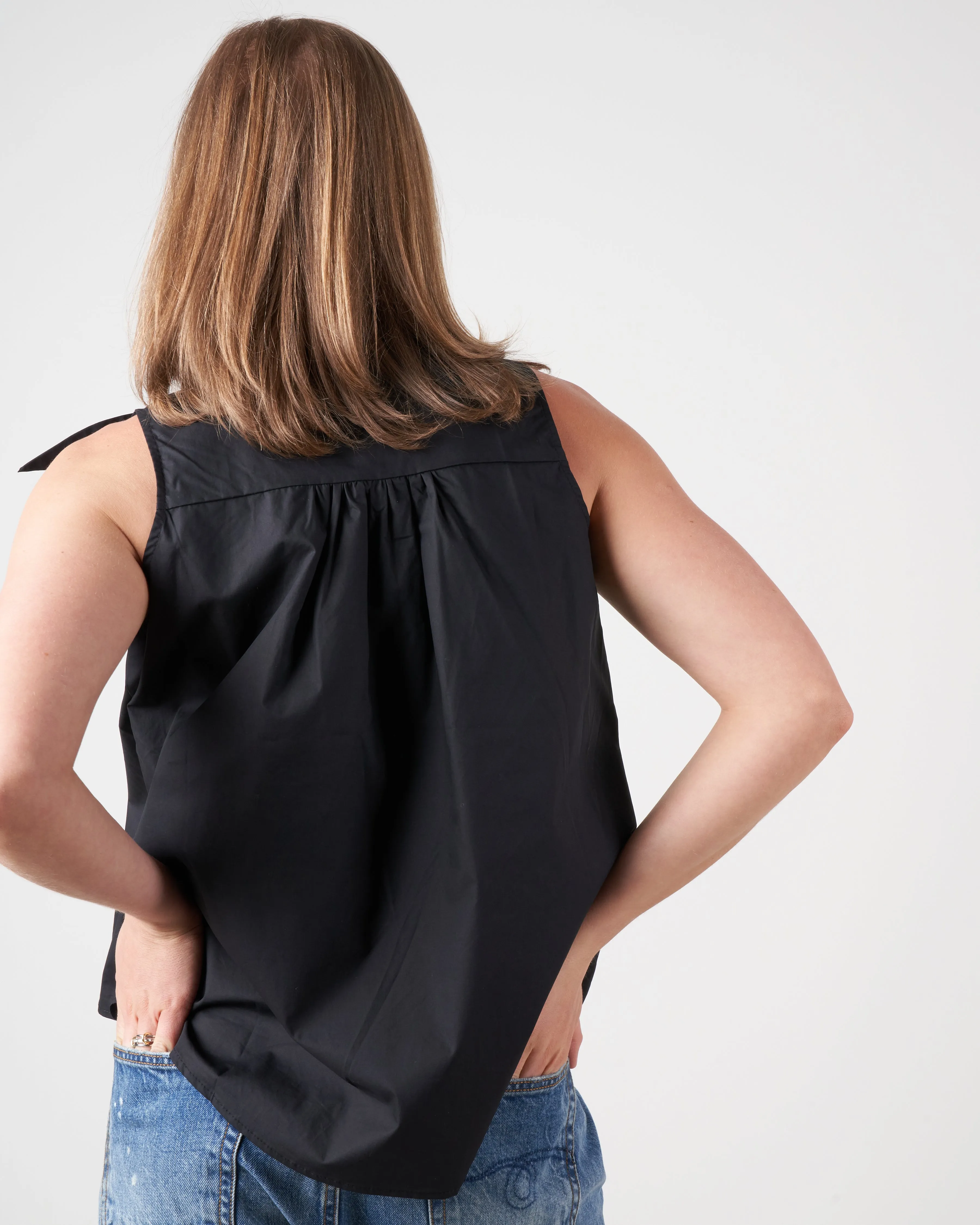 tie neck blouse - black