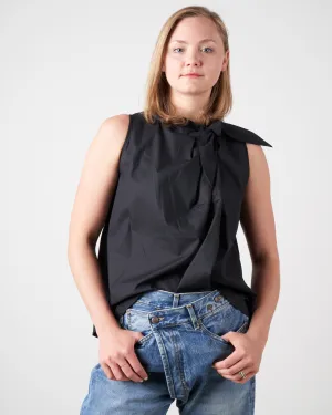 tie neck blouse - black