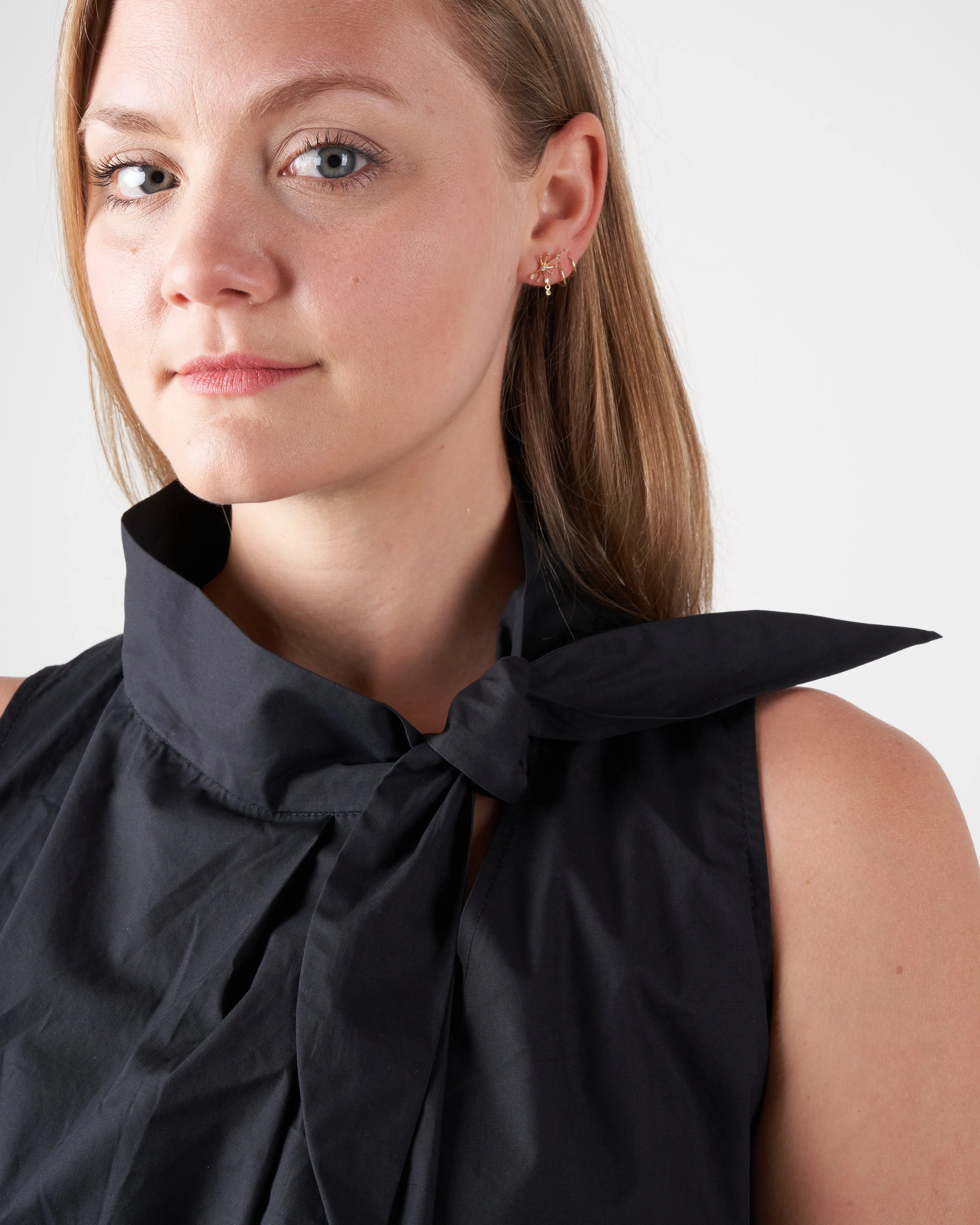 tie neck blouse - black