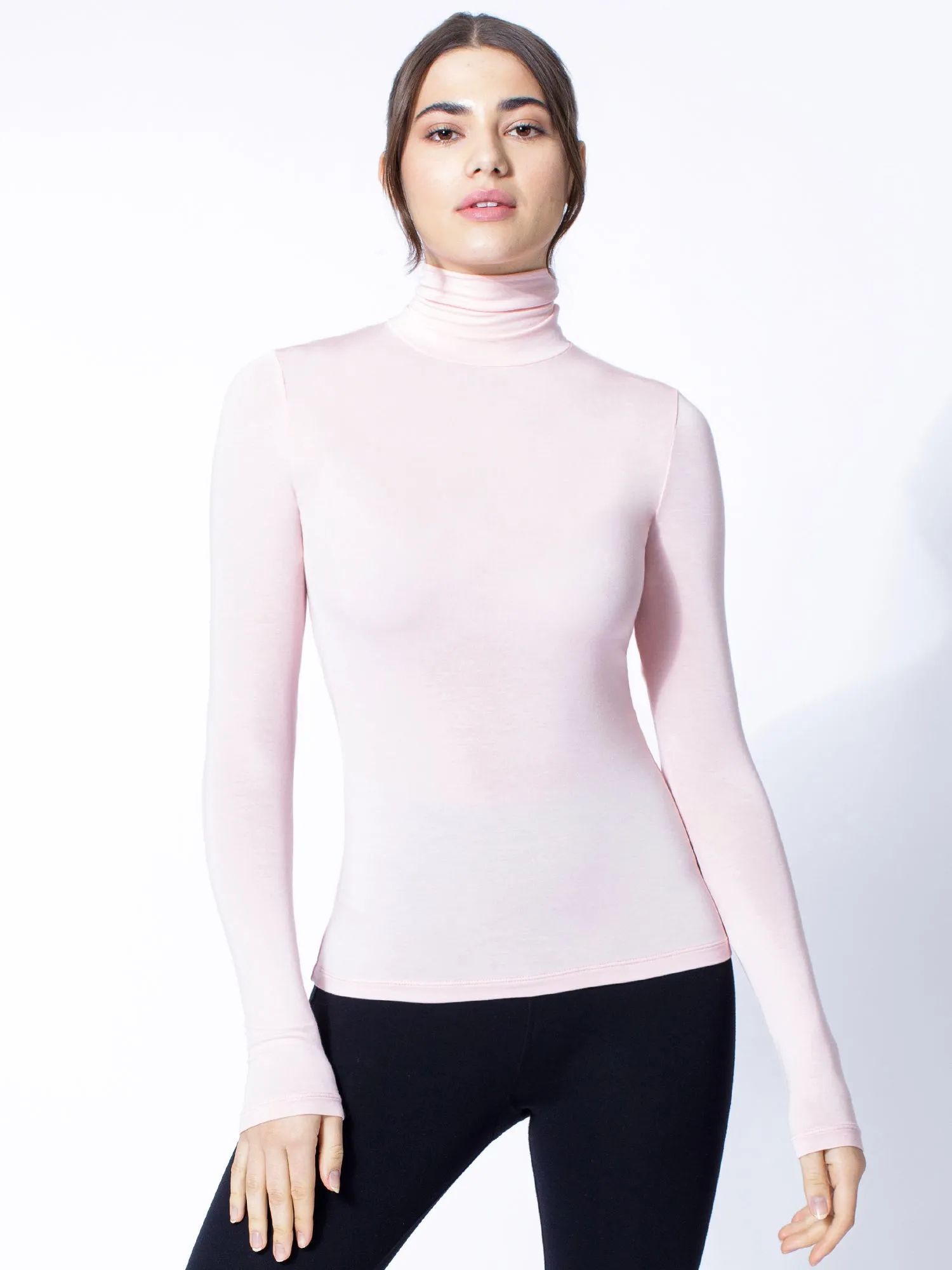 TURTLENECK TOP, BALLET PINK