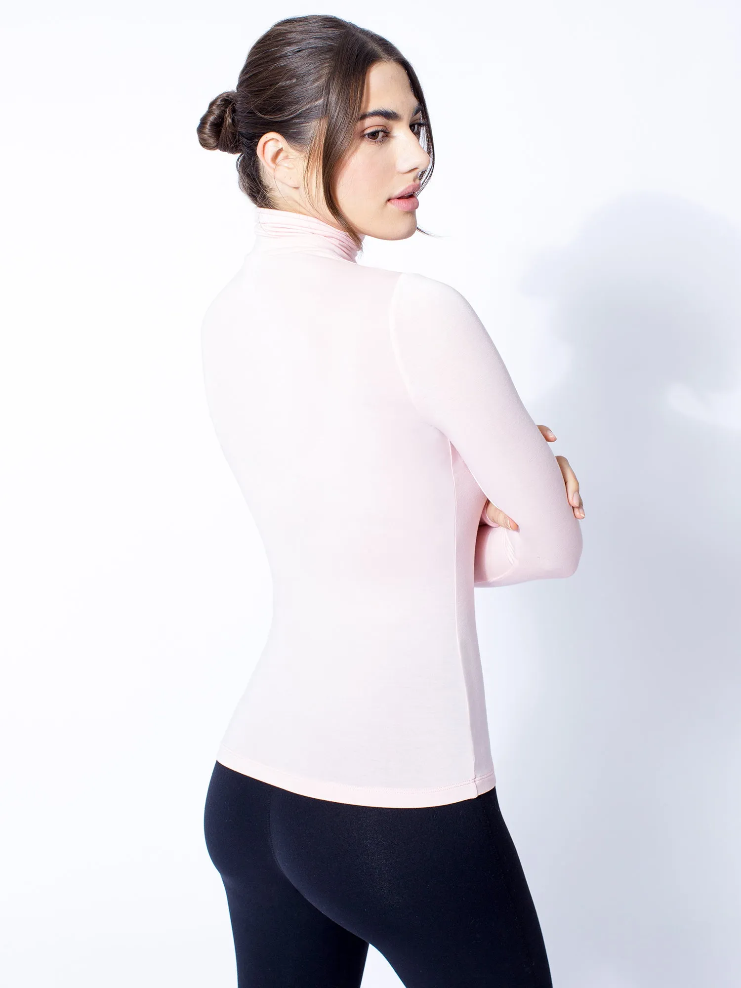 TURTLENECK TOP, BALLET PINK