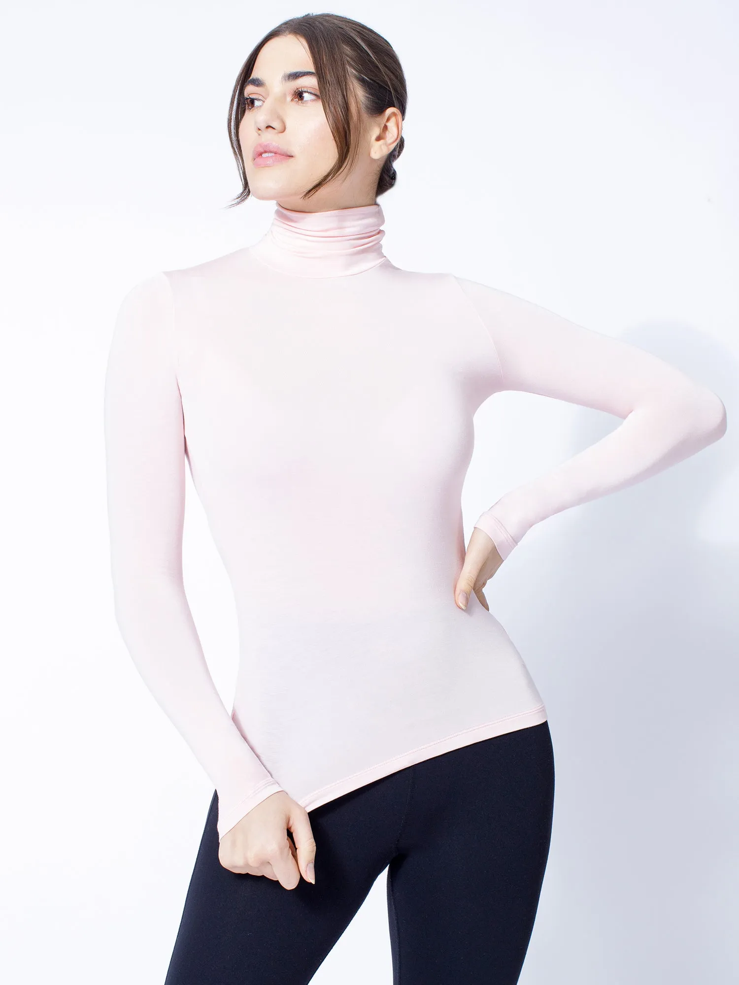 TURTLENECK TOP, BALLET PINK