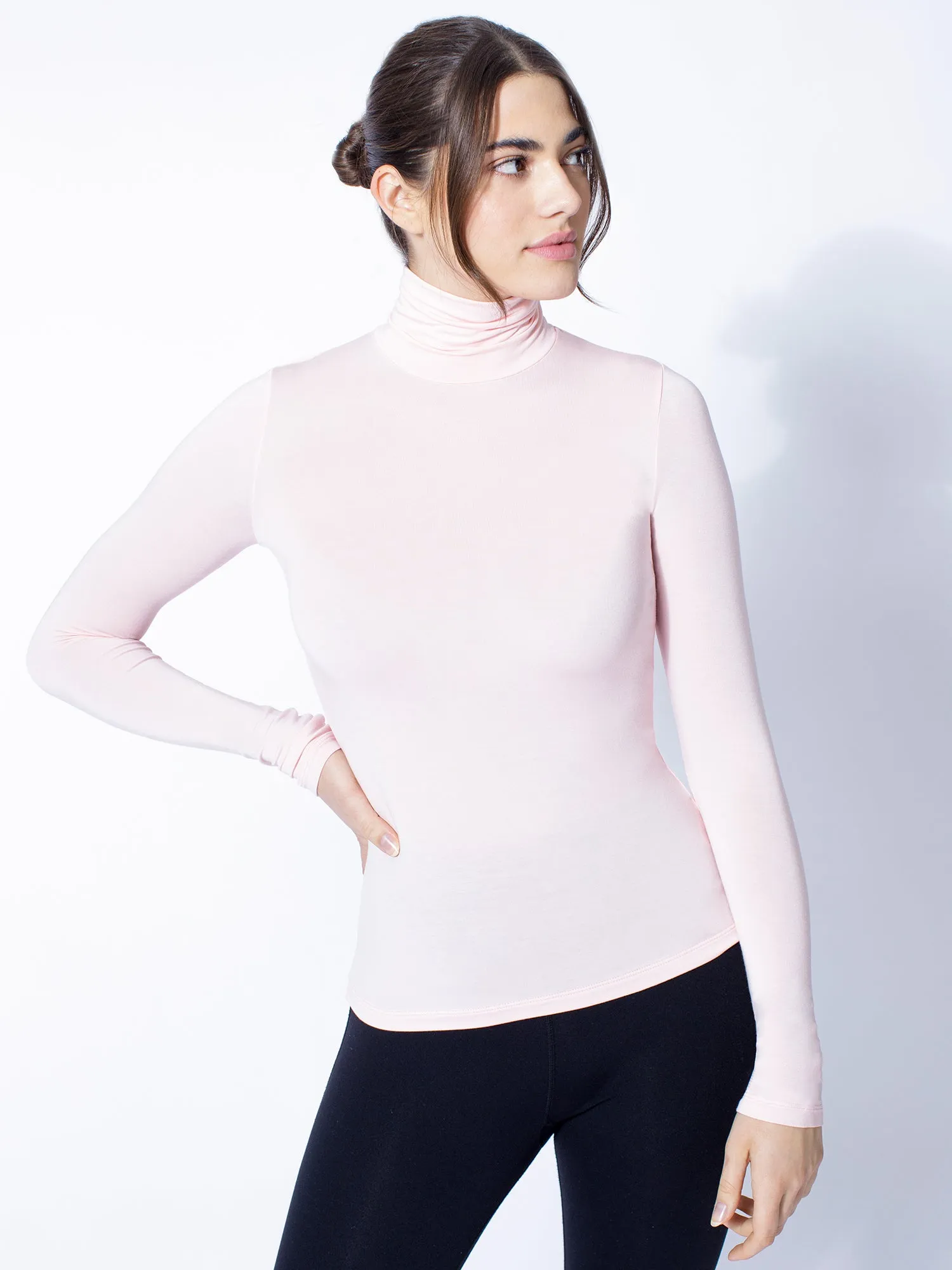 TURTLENECK TOP, BALLET PINK