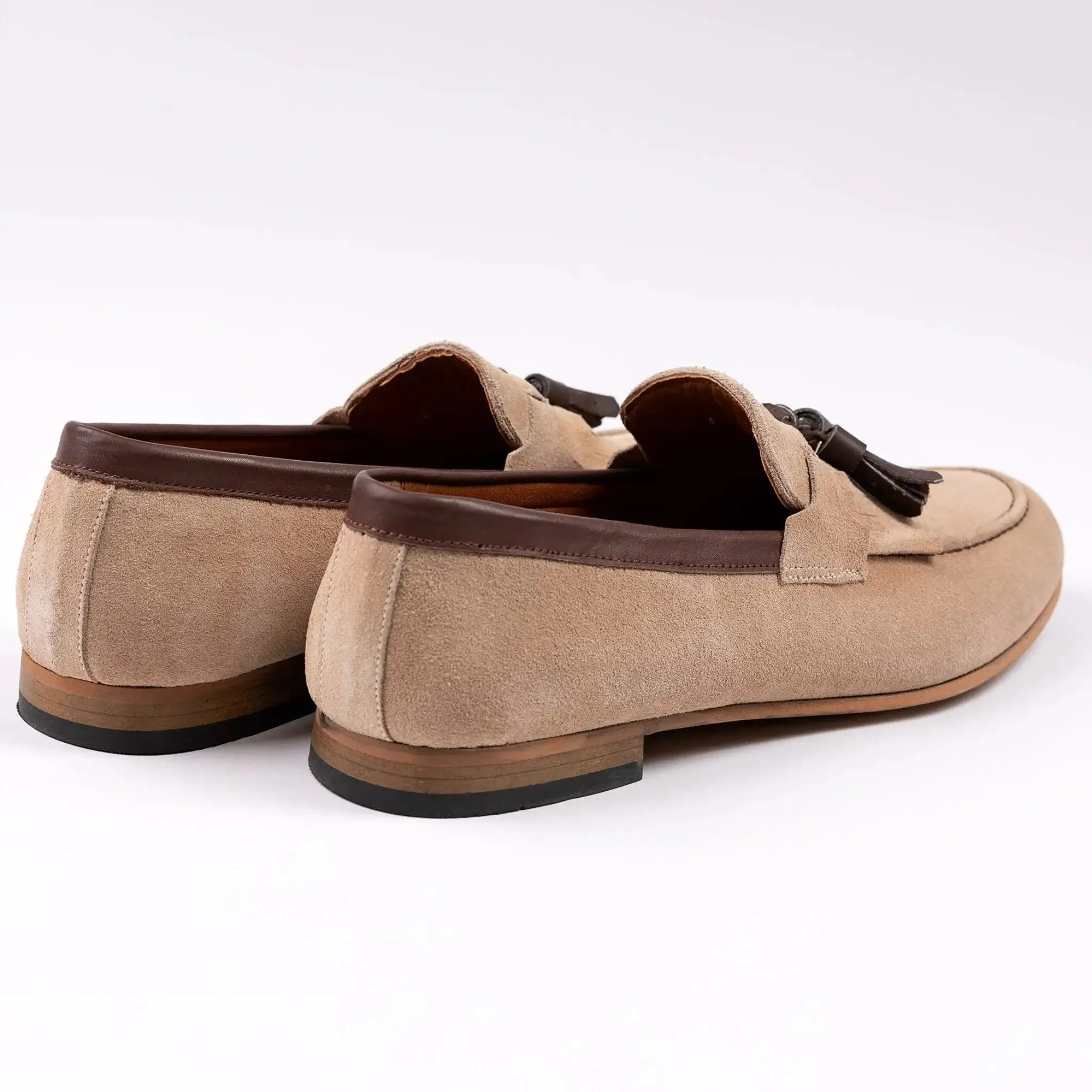 Two-toned Kiltie Tassel Loafers Beige