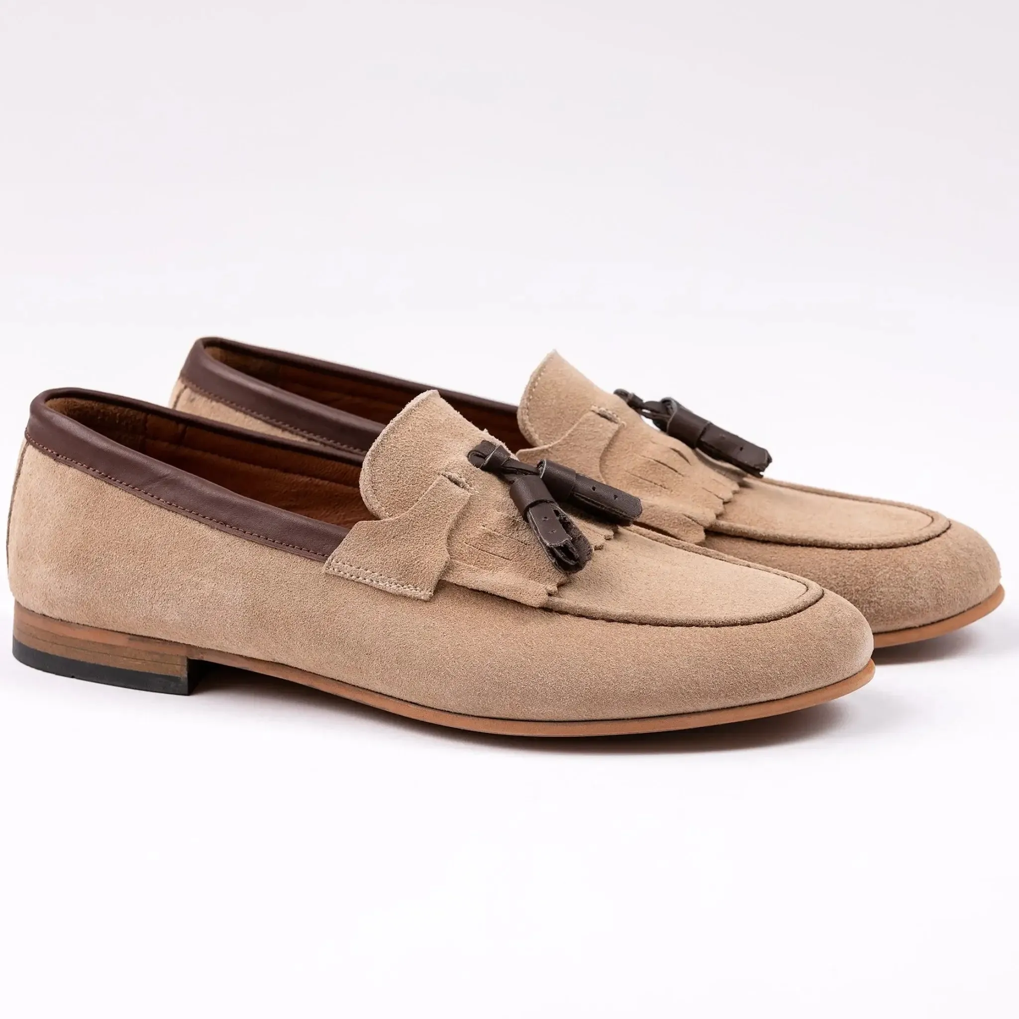 Two-toned Kiltie Tassel Loafers Beige