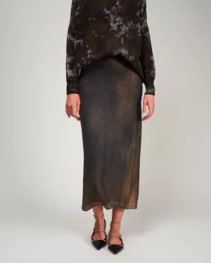 ultralight needle stitched skirt - nero   lamina bronzo