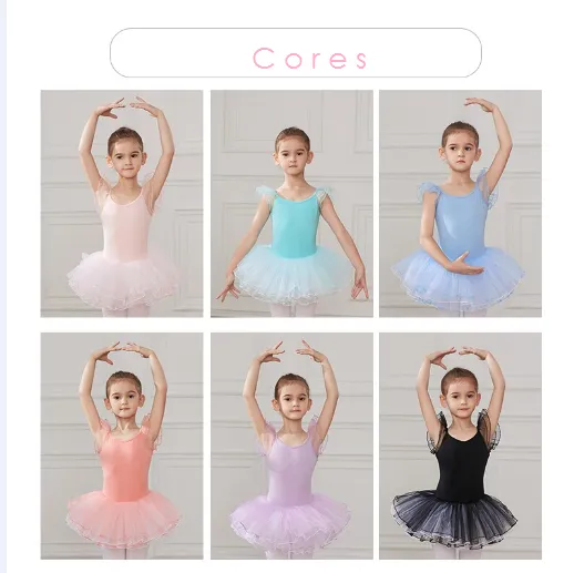 Vestido de balé infantil e adolescente - para altura de 110 a 160 cm