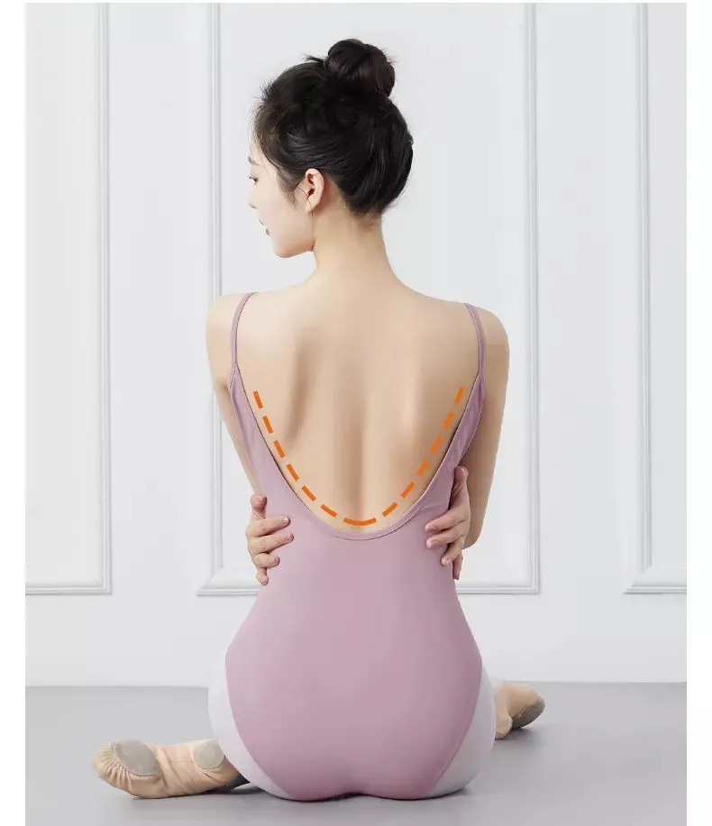 Vienna - Low U-back camisole leotard CHILD - Dusky Pink
