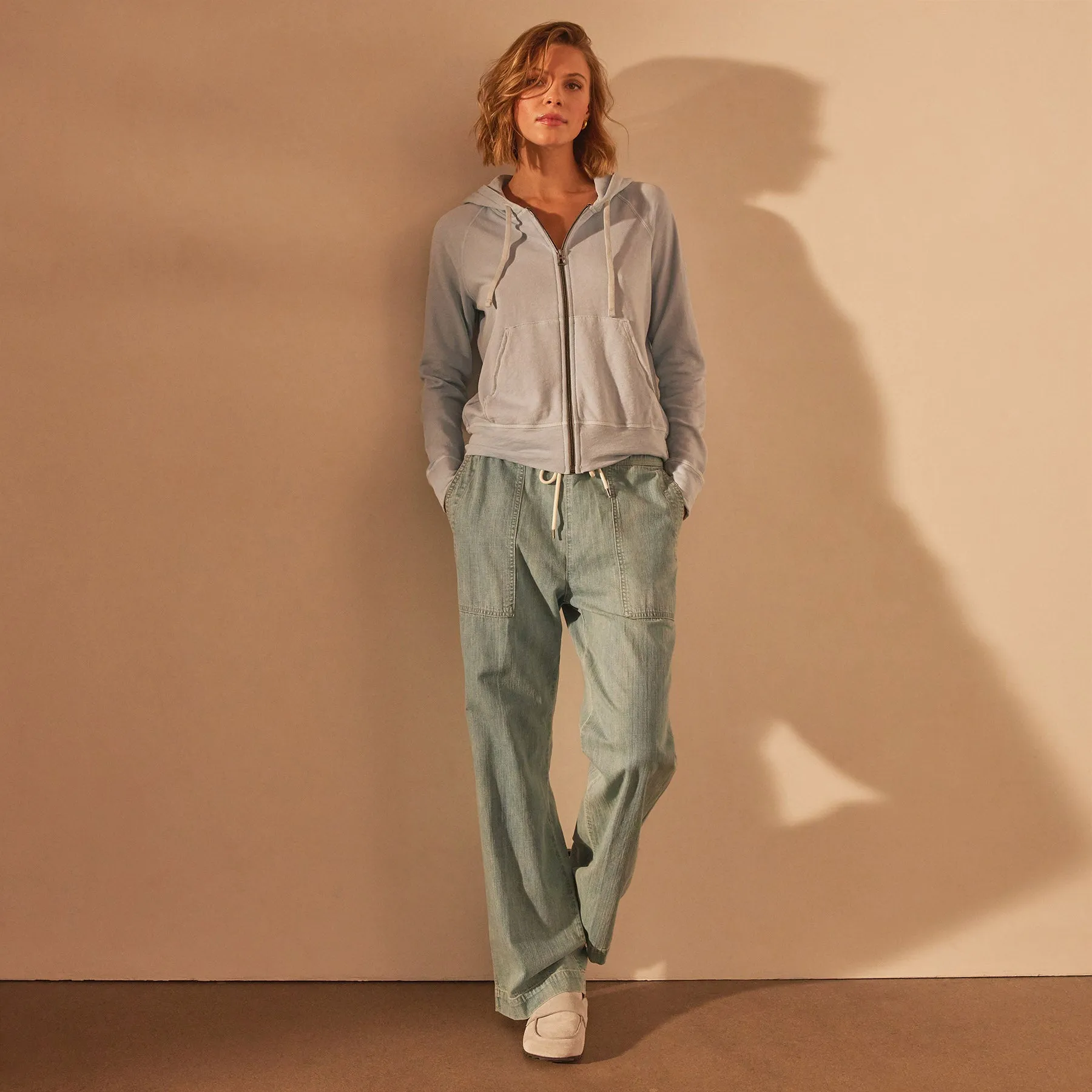 Vintage French Terry Zip Up Hoodie - Open Sky Pigment