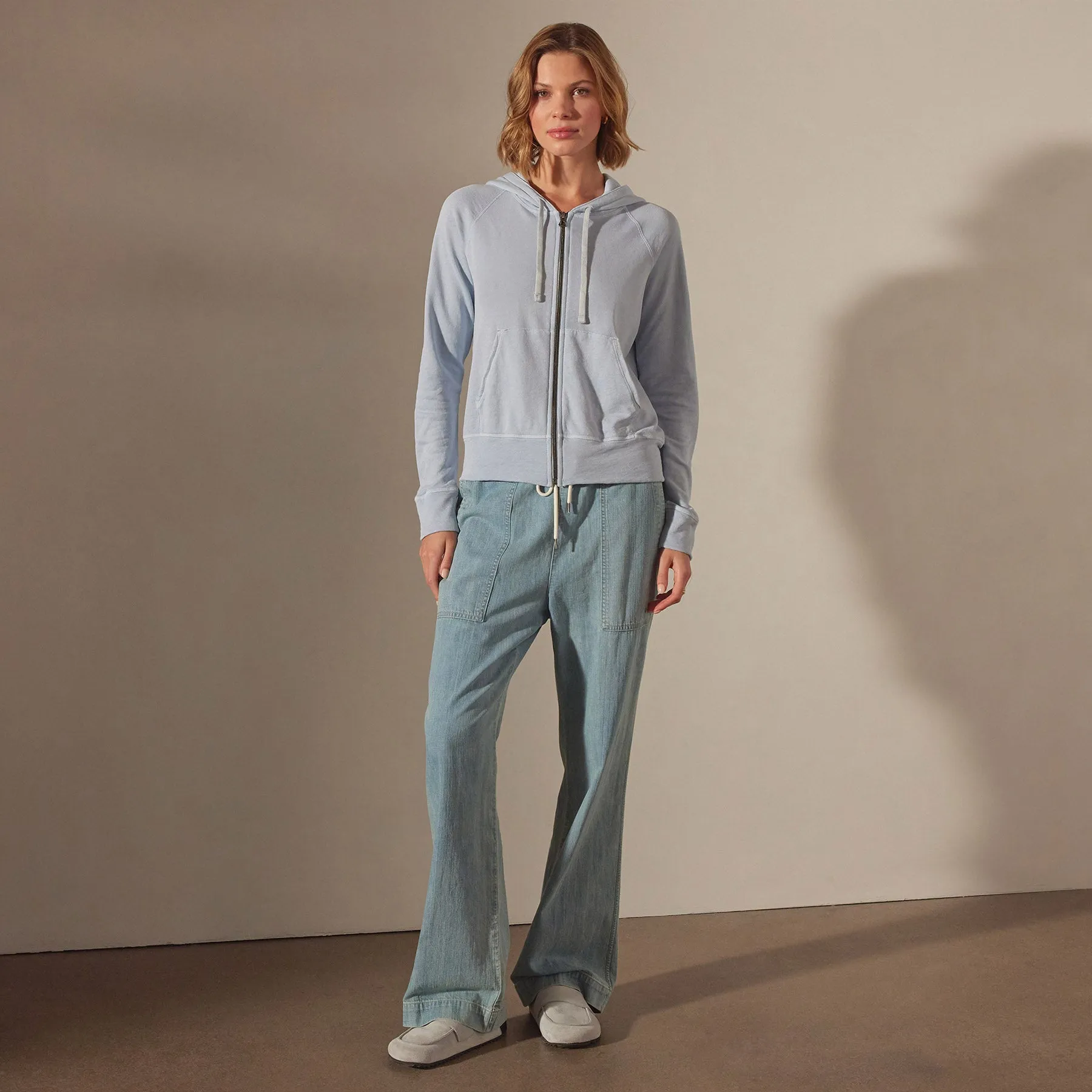 Vintage French Terry Zip Up Hoodie - Open Sky Pigment