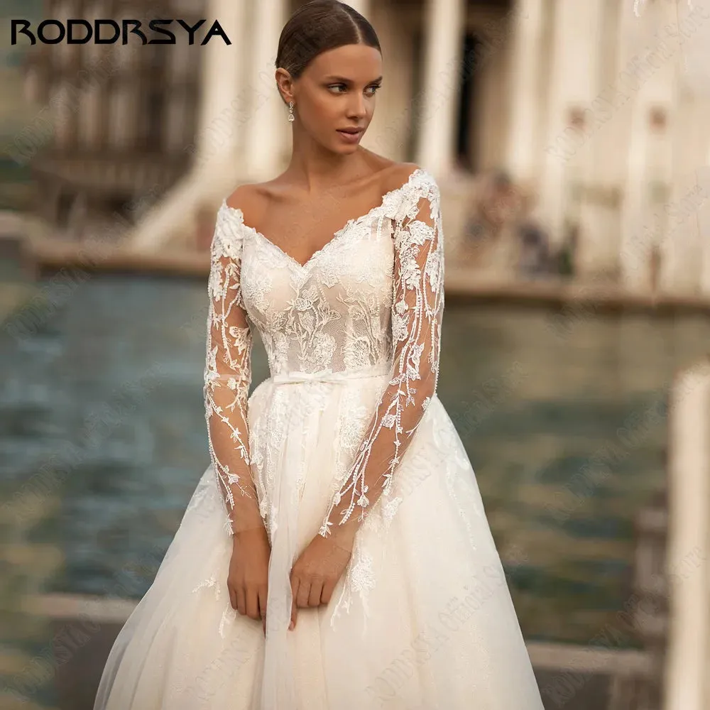 Wedding Guest Dresses: Wedding Dresses For Woman: Long Sleeves Bride Gowns