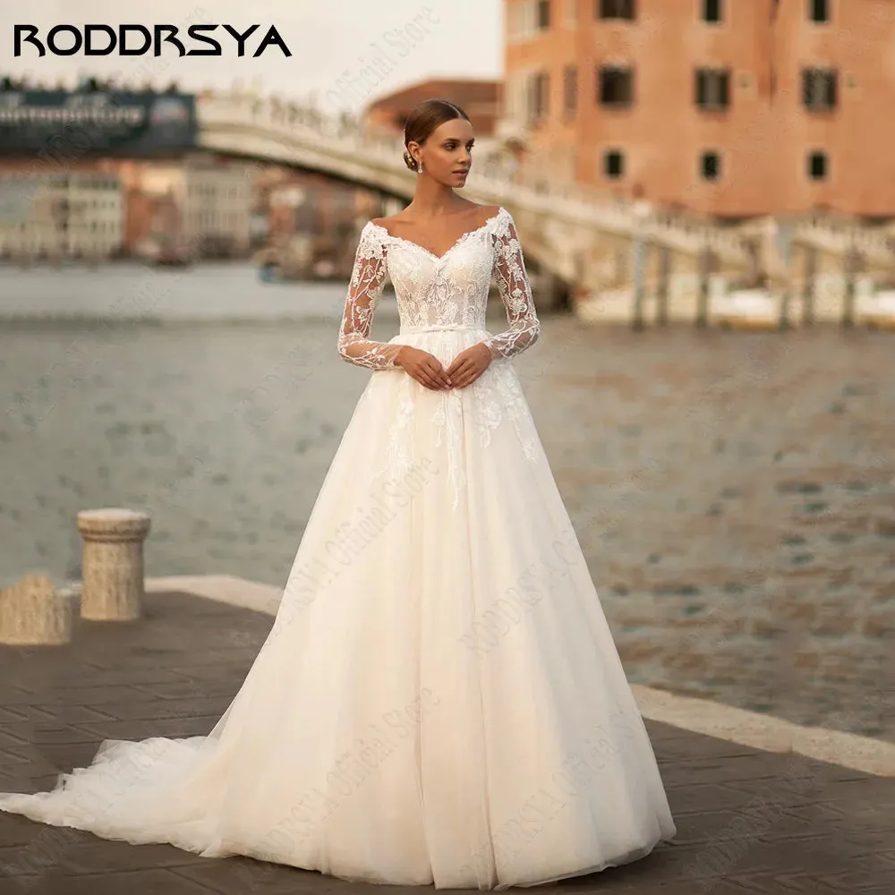 Wedding Guest Dresses: Wedding Dresses For Woman: Long Sleeves Bride Gowns