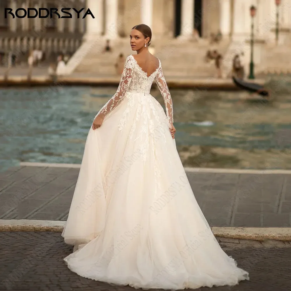 Wedding Guest Dresses: Wedding Dresses For Woman: Long Sleeves Bride Gowns