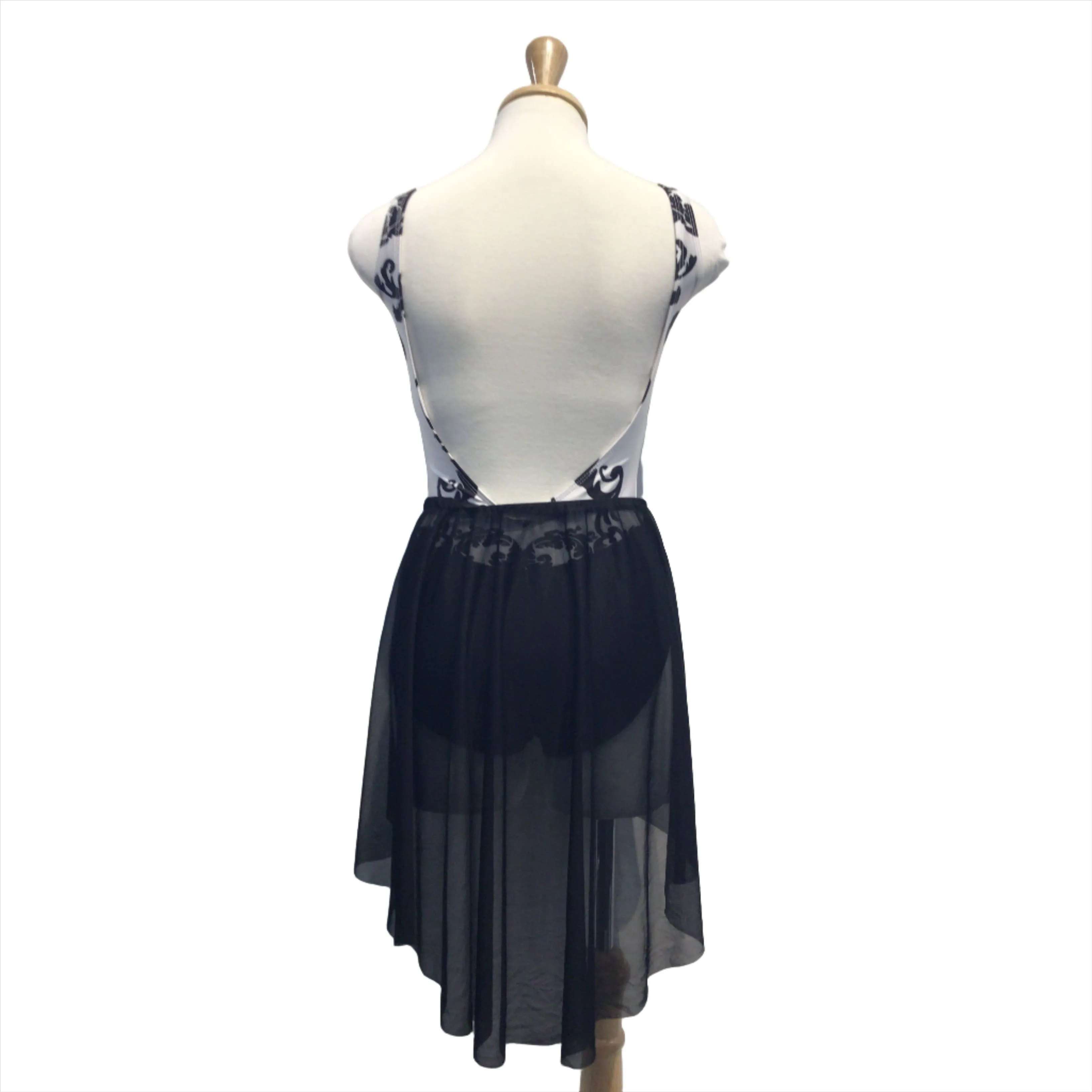 White and Black Bodysuit and Skirt
