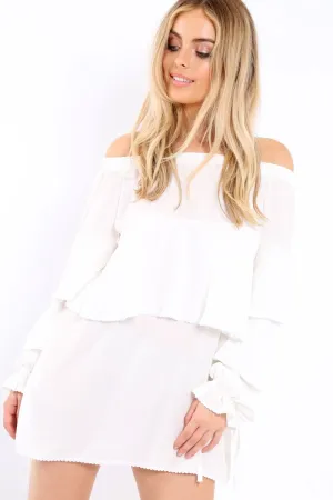White Dress With Frills - Arabellah