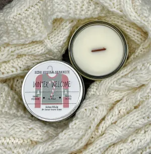 WINTER WELCOME |  Juniper   Sage   Eucalyptus   Spearmint Scented 3.5oz. Candle | Small Holiday Gift | Christmas Spirit | Winter Solstice