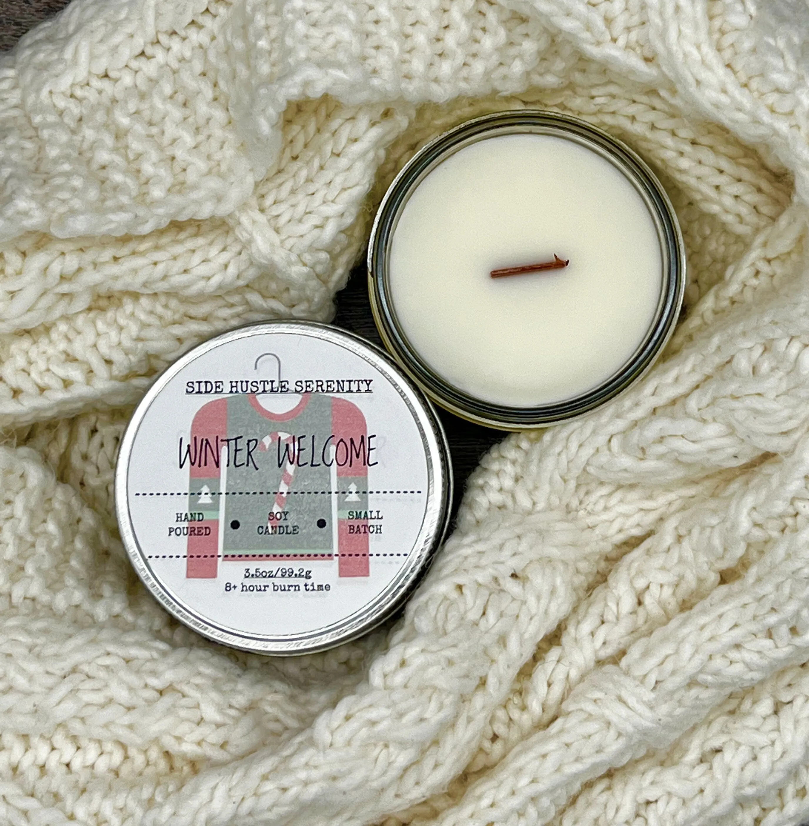 WINTER WELCOME |  Juniper   Sage   Eucalyptus   Spearmint Scented 3.5oz. Candle | Small Holiday Gift | Christmas Spirit | Winter Solstice
