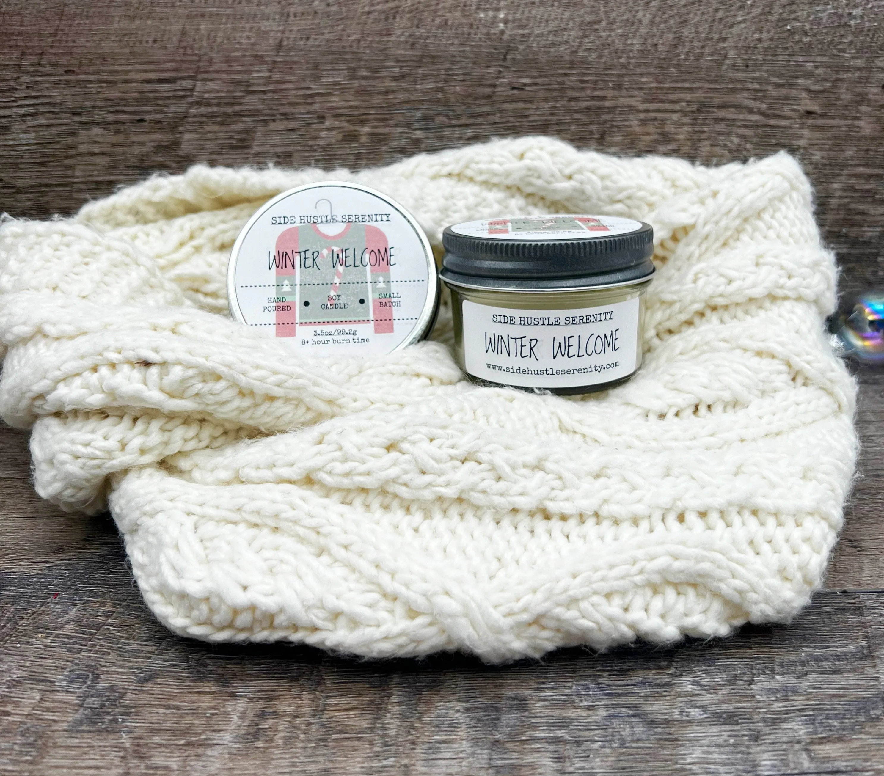 WINTER WELCOME |  Juniper   Sage   Eucalyptus   Spearmint Scented 3.5oz. Candle | Small Holiday Gift | Christmas Spirit | Winter Solstice