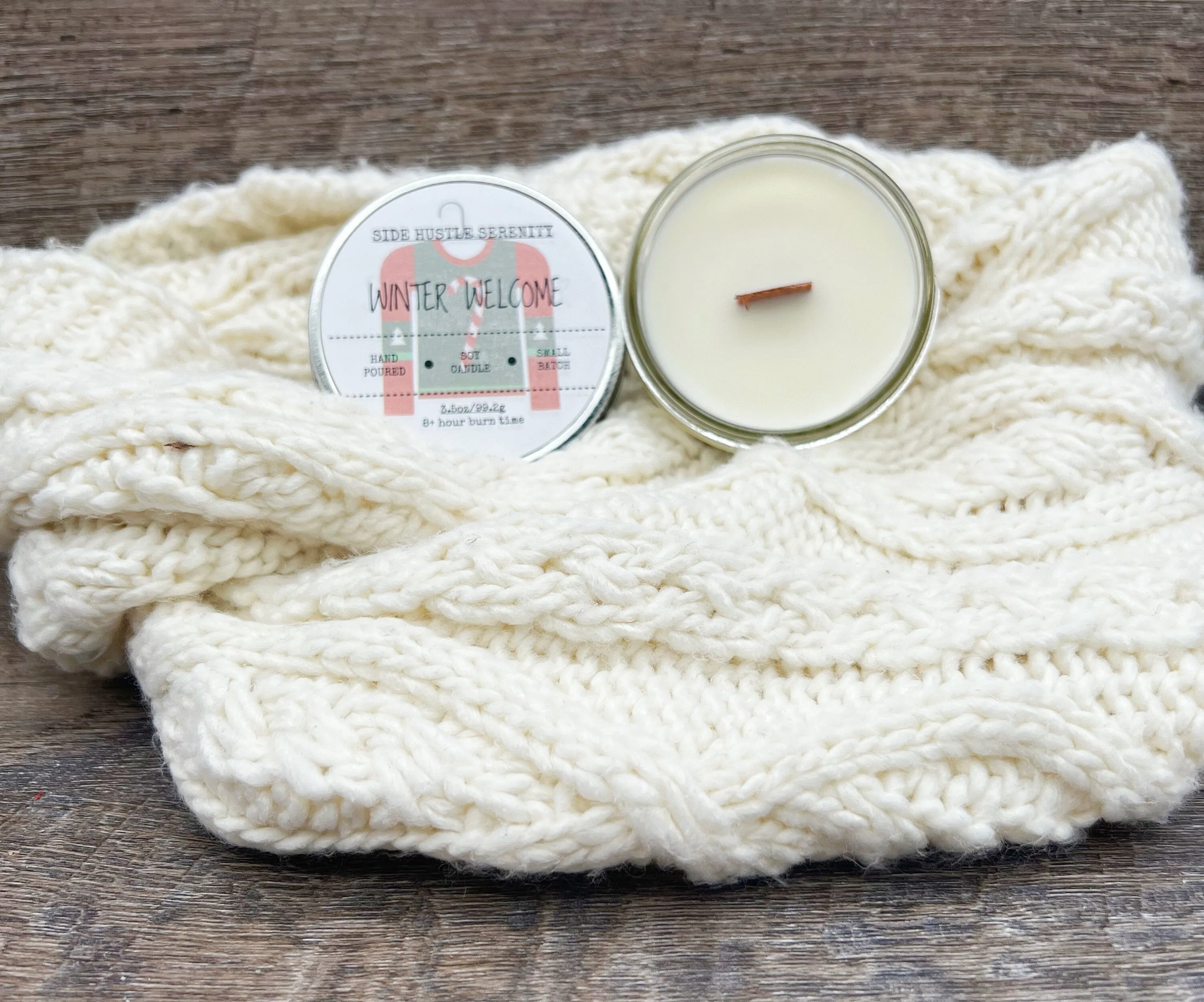 WINTER WELCOME |  Juniper   Sage   Eucalyptus   Spearmint Scented 3.5oz. Candle | Small Holiday Gift | Christmas Spirit | Winter Solstice