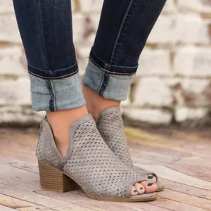 Women High Heels Hollow Fish Mouth Wedge Sandals