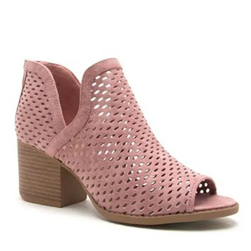 Women High Heels Hollow Fish Mouth Wedge Sandals