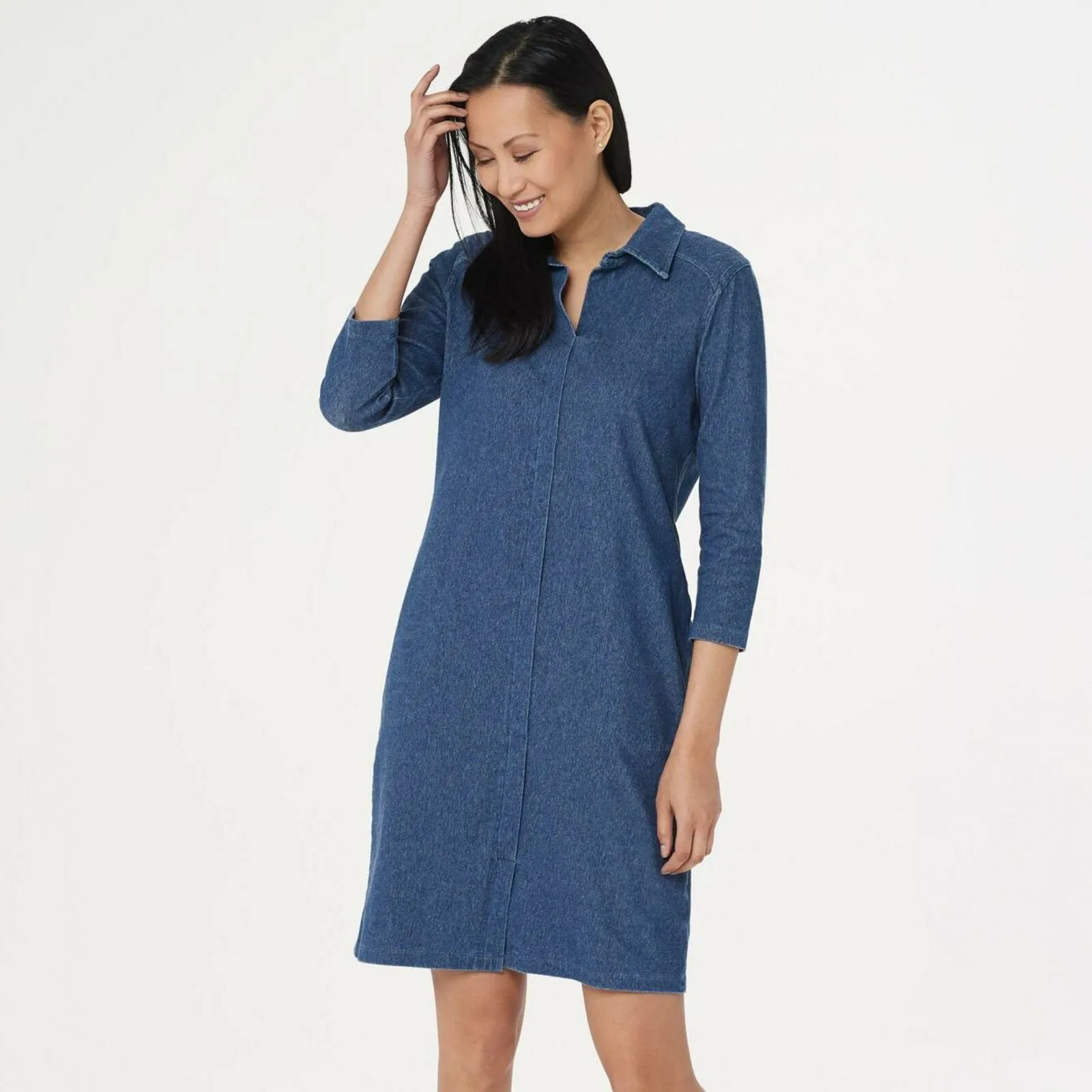 Women With Control 3/4 Sleeve Prime Stretch Denim Dress