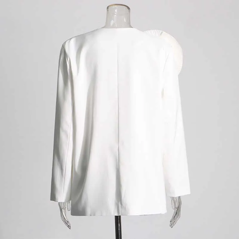 Women's Blazer Flower Embellished V Neck Single Button Jacket