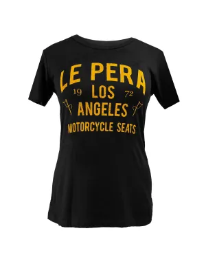 Women's Le Pera Black Text T-Shirt with Gold