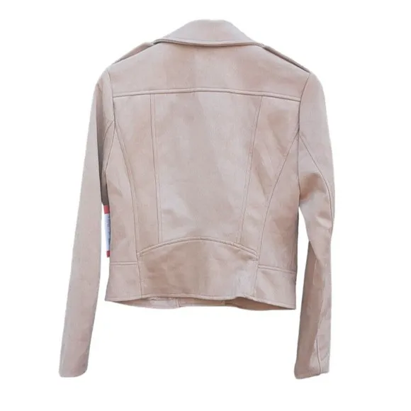 Women's XS Steve Madden BB Dakota Faux Suede Moto Jacket Vegan Camel New w/Tags