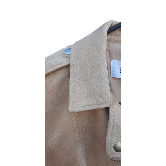 Women's XS Steve Madden BB Dakota Faux Suede Moto Jacket Vegan Camel New w/Tags