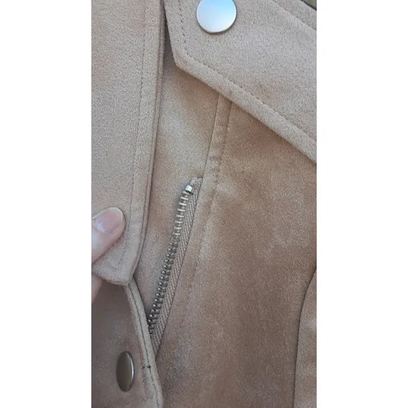Women's XS Steve Madden BB Dakota Faux Suede Moto Jacket Vegan Camel New w/Tags
