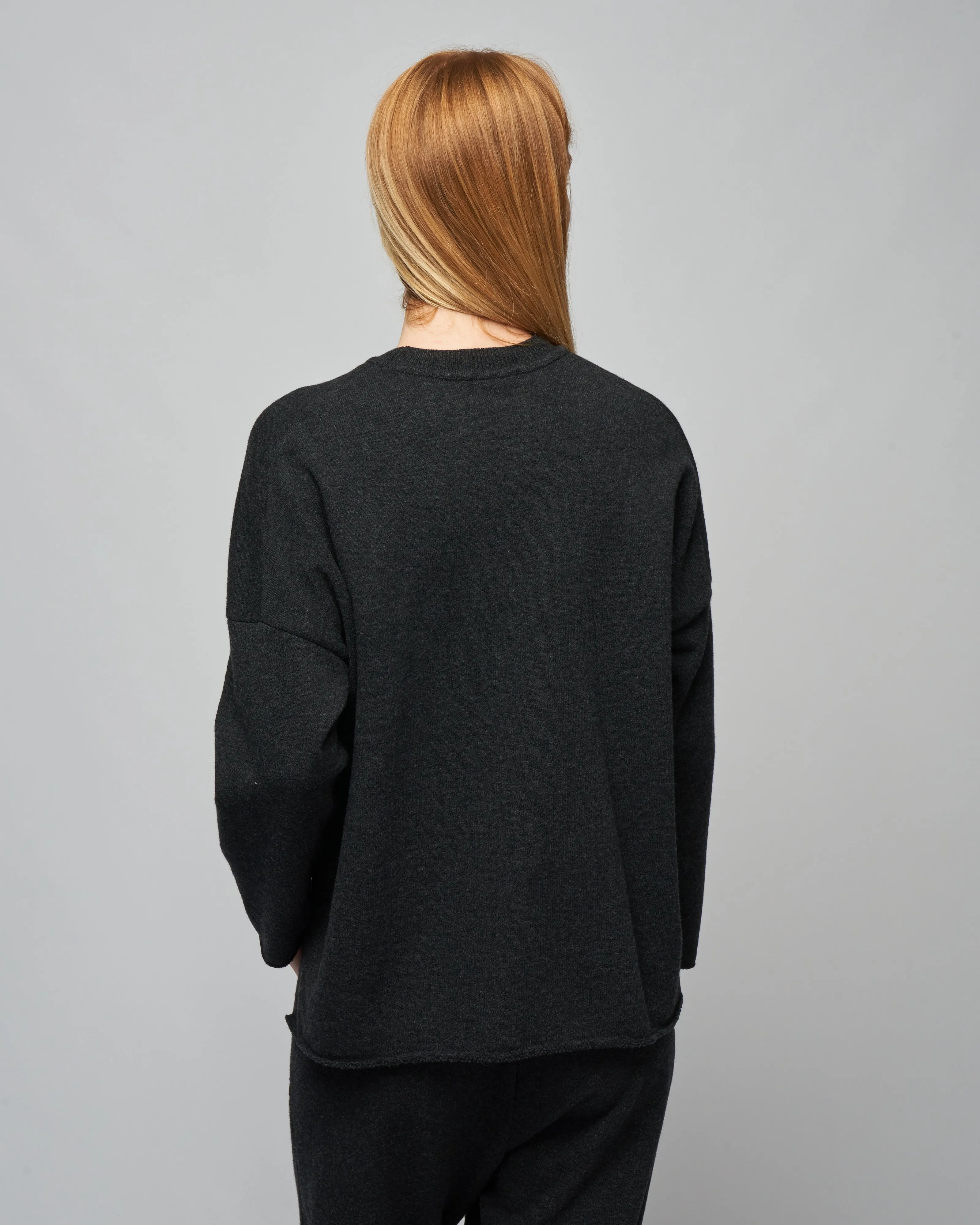 wool pile pullover - charcoal