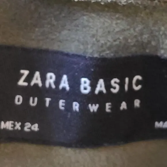 ZARA Outwear Olive Green Faux Suede Belted Moto Biker Jacket Women's Size XS